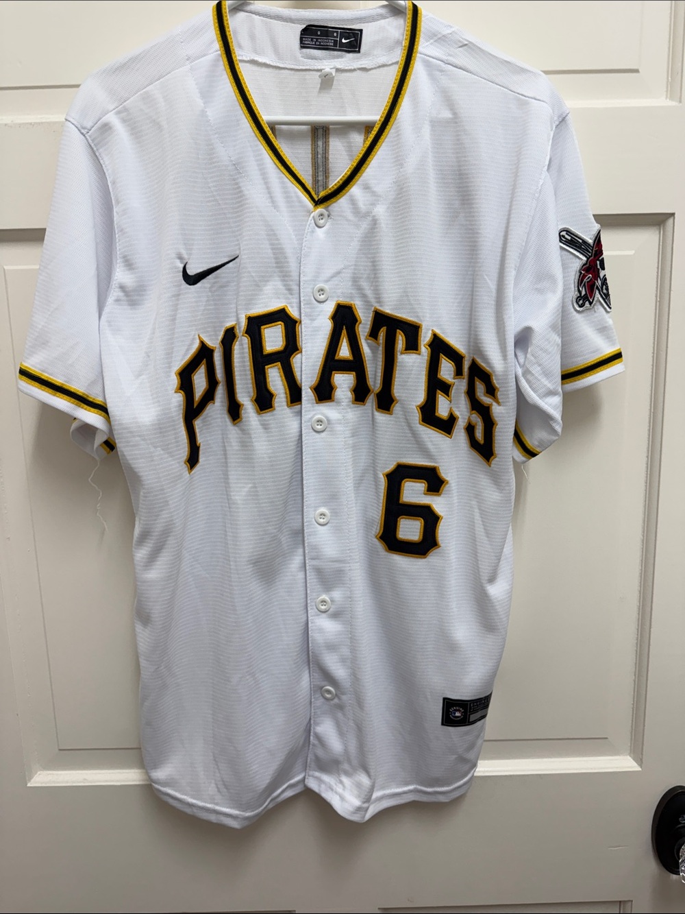 Nike White Pittsburgh Pirates Jersey  Collin’s with Black and Gold Trim #6
